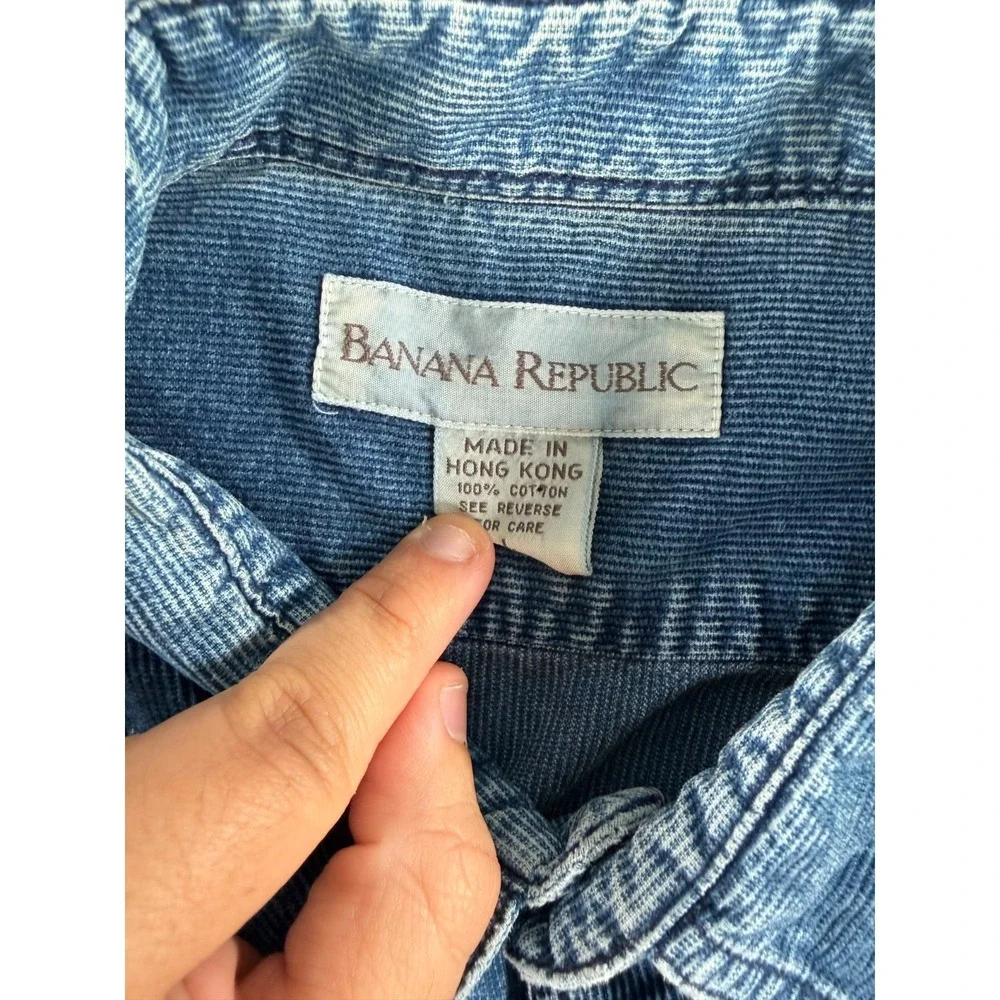 VTG Banana Republic Shirt‎ Mens Large Blue Denim Corduroy Chambray Western